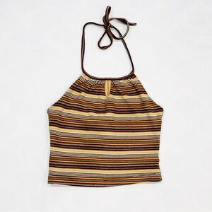 RAD by Weaver 90s Y2K Earth Tones Striped Halter Top